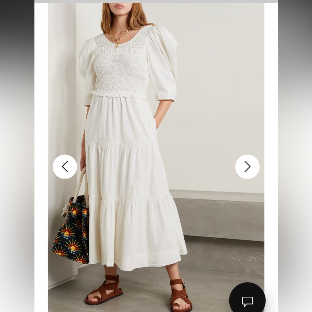 SEA New York 
Simona smocked cotton-poplin midi dress cotton spring party
$425
